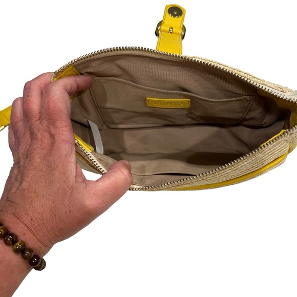 Talbots Straw Crossbody With Leather Trim Yellow Summertime Purse NWT - Picture 13 of 15